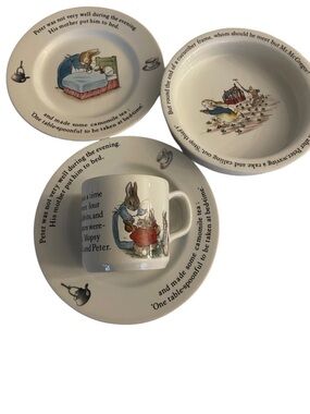 Wedgwood Peter Rabbit White Ceramic Dishware with Black Print